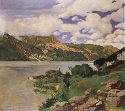Max Buri Brienzersee mit lseltwald oil painting reproduction
